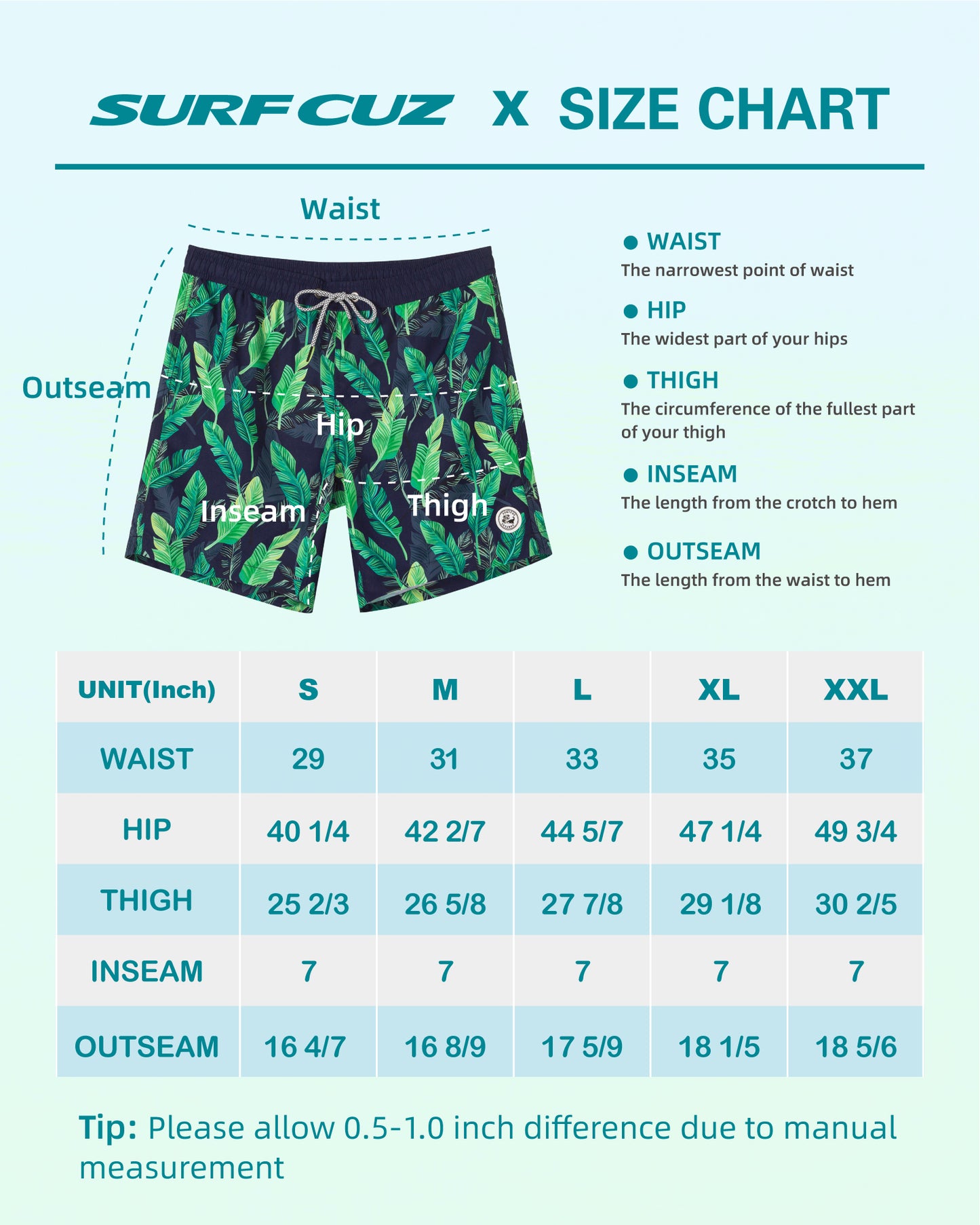 Traje de baño Hombre - Diseño estampado floral hojas verdes - Secado rápido