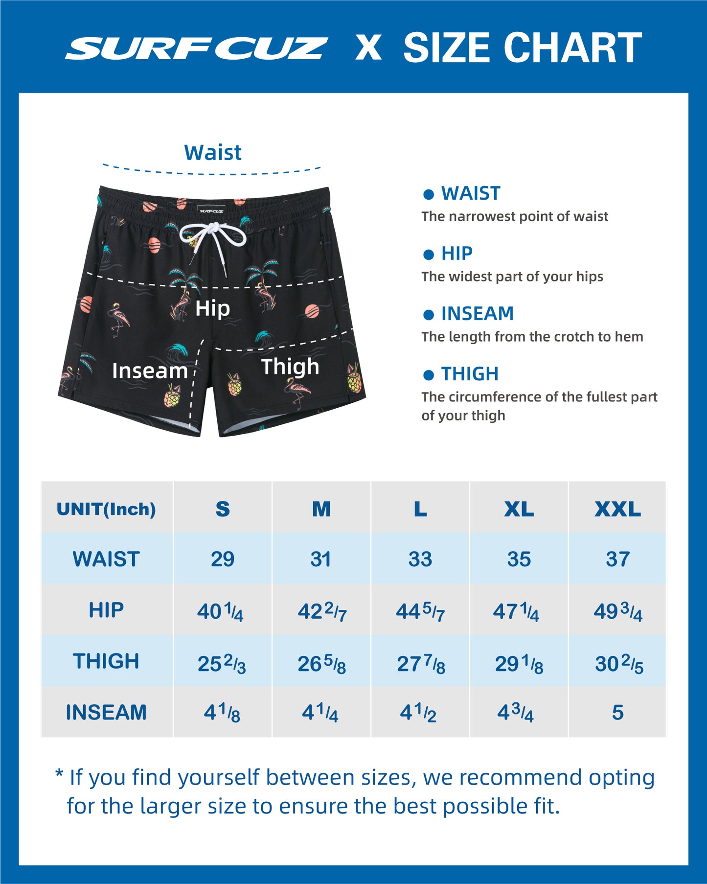 Traje de baño Hombre 2 en 1 - Diseño Motivos Tropicales - largo pierna 11.5 cm - color Negro