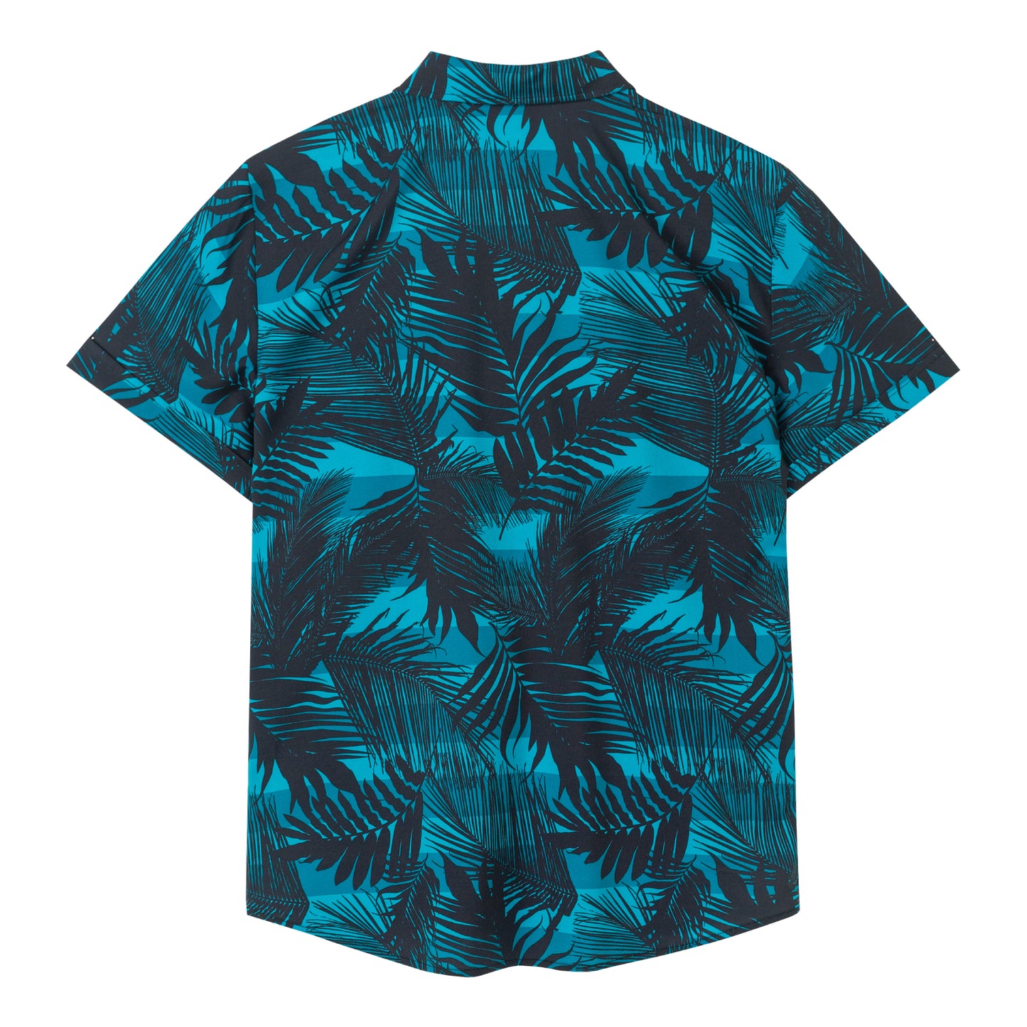 Camisa Guayabera Hombre - Diseño Hojas Negras - color Azul y Negro