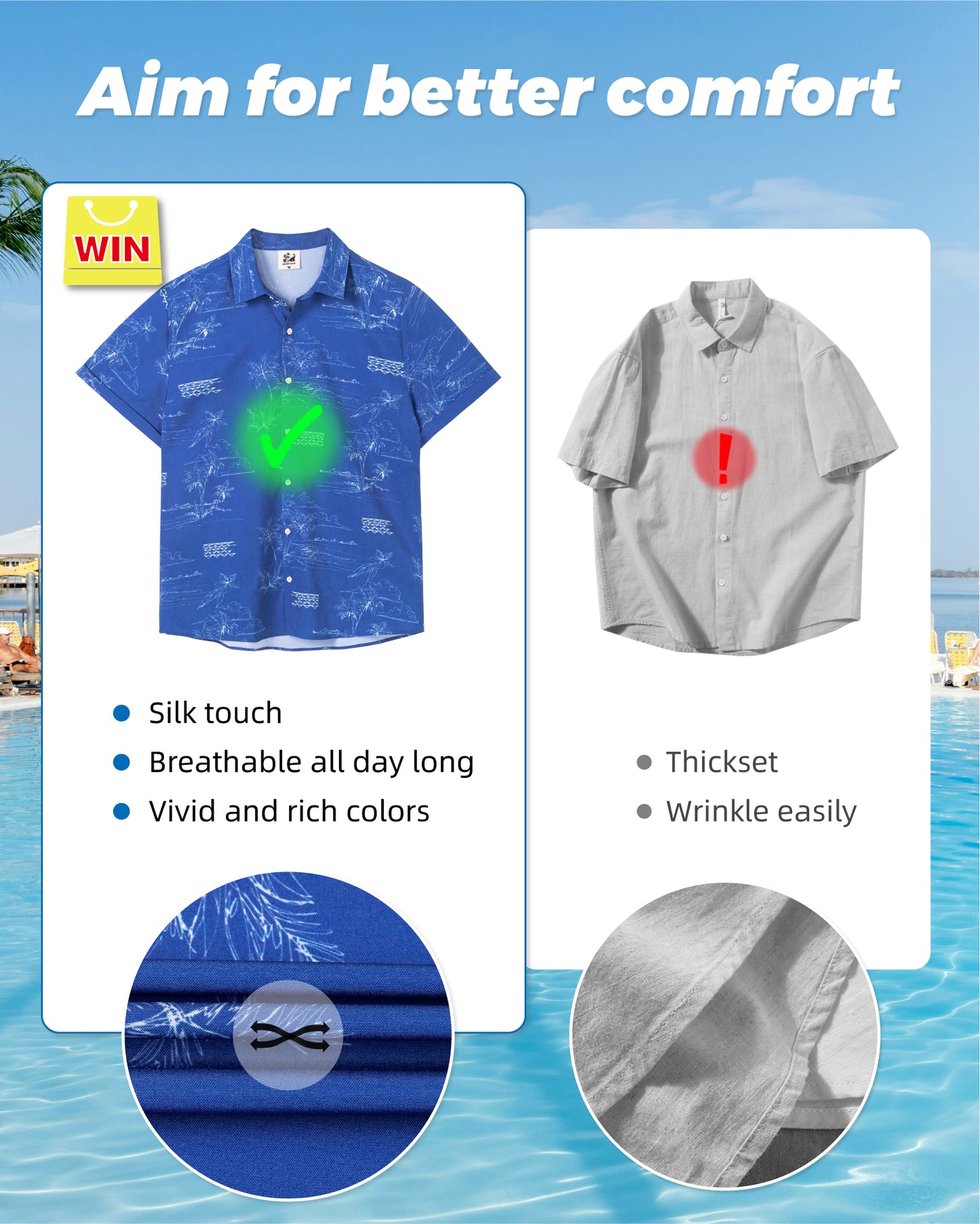 Camisa Guayabera Hombre - Diseño Islas - color Azul