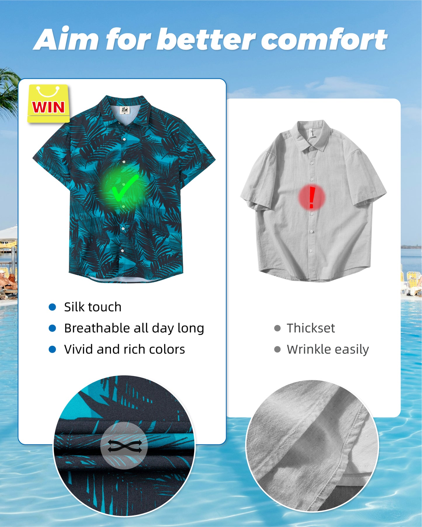 Camisa Guayabera Hombre - Diseño Hojas Negras - color Azul y Negro