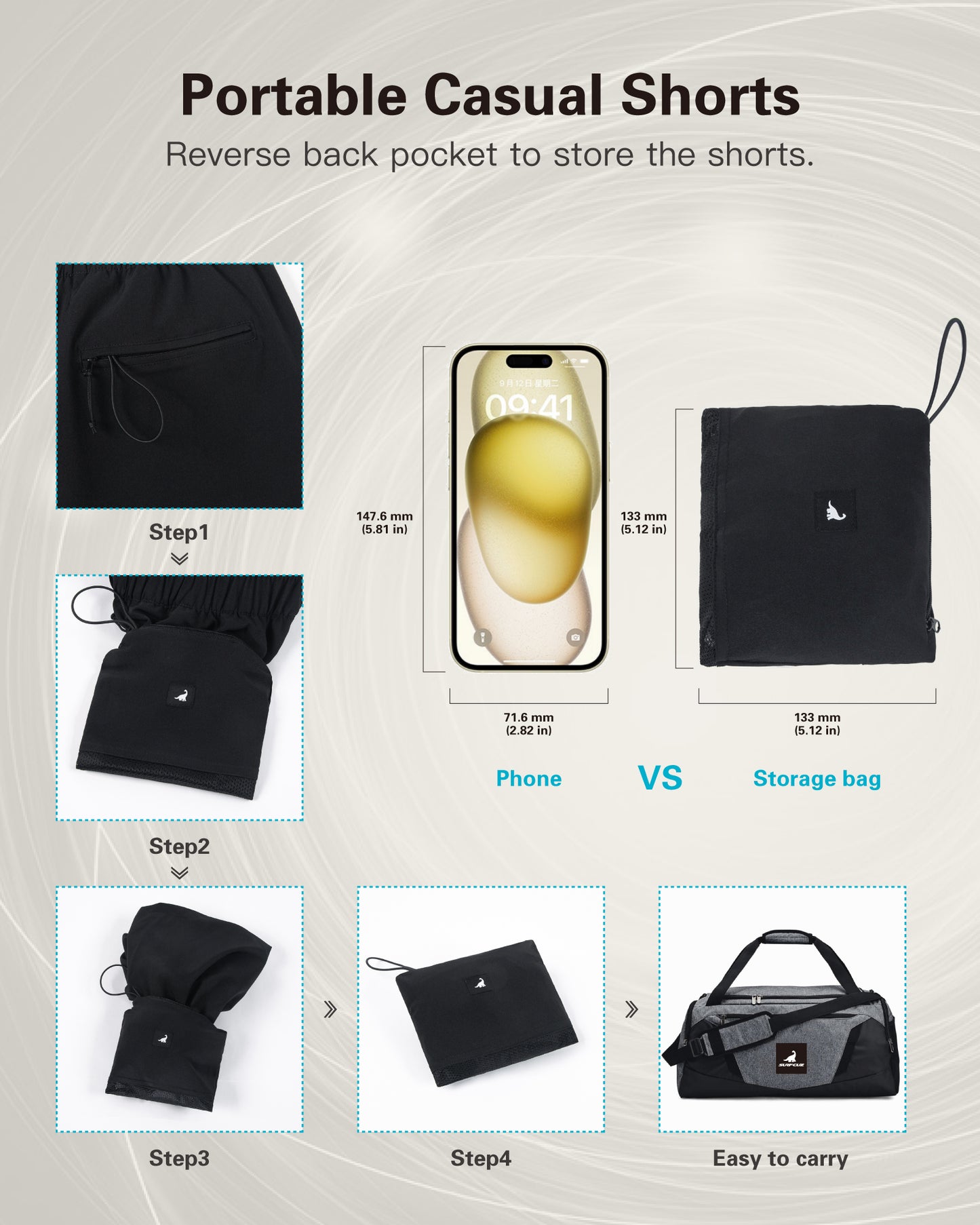 Short Casual Hombre color Negro, 12.7 cm de largo