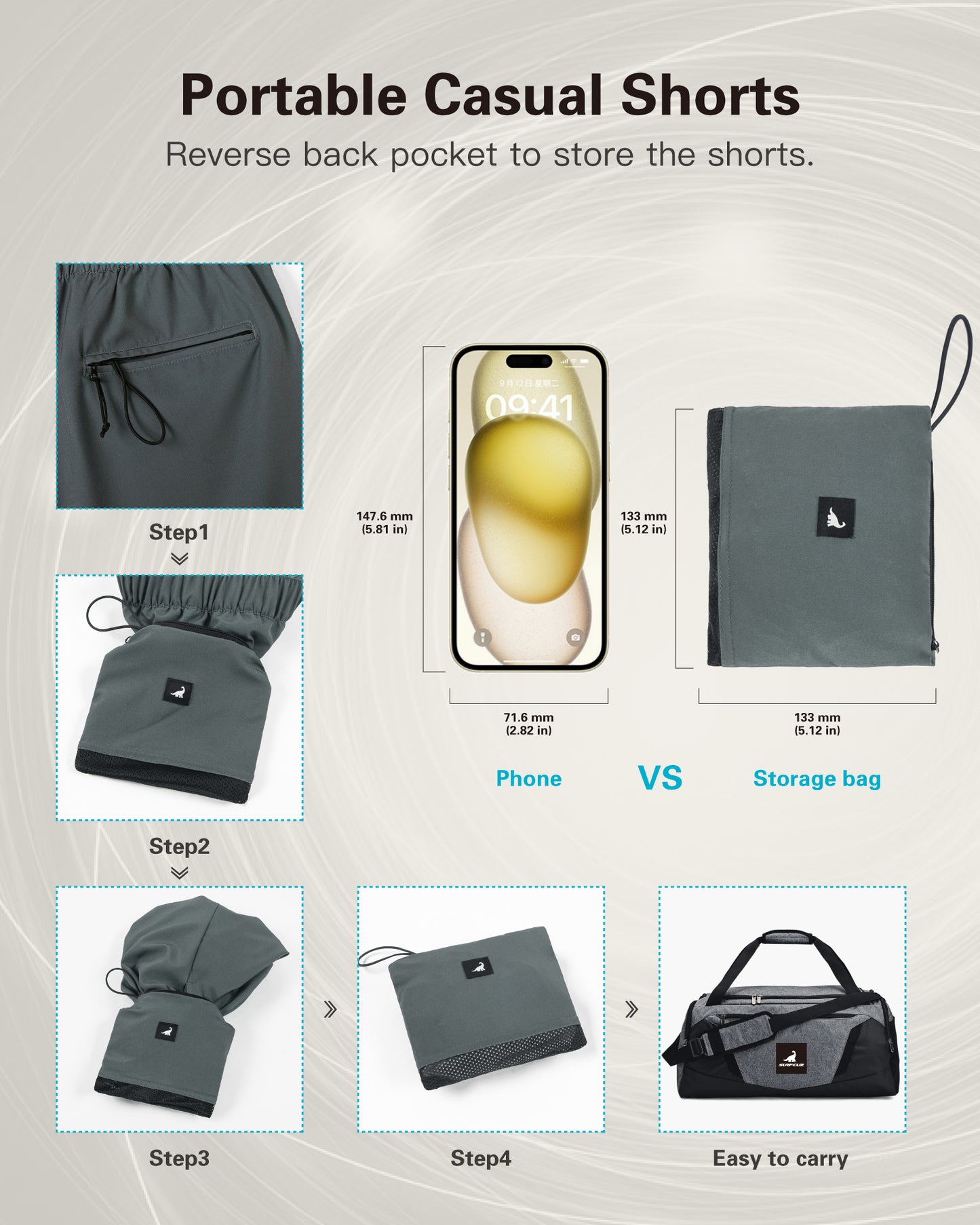 Short Casual Hombre color Gris, 12.7 cm de largo