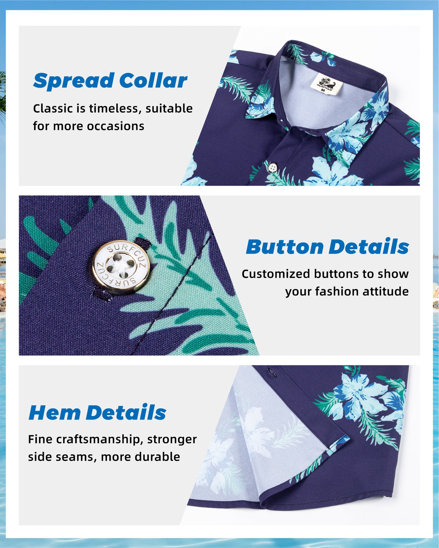 Camisa Guayabera Hombre - Diseño Tropical - color Morado