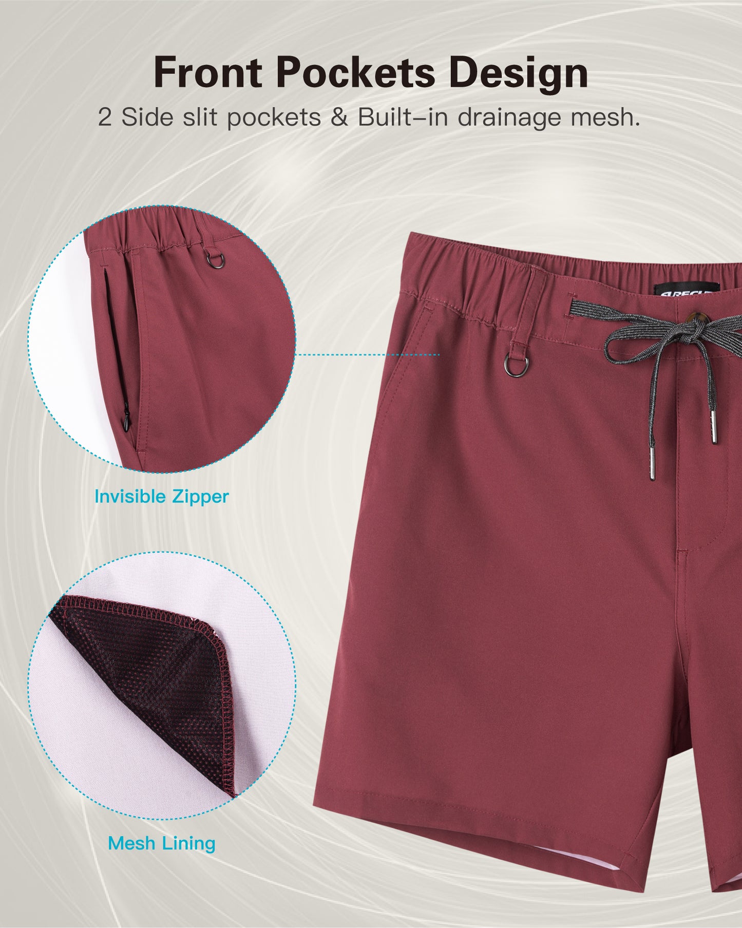 Short Casual Hombre color Burdeo, 12.7 cm de largo