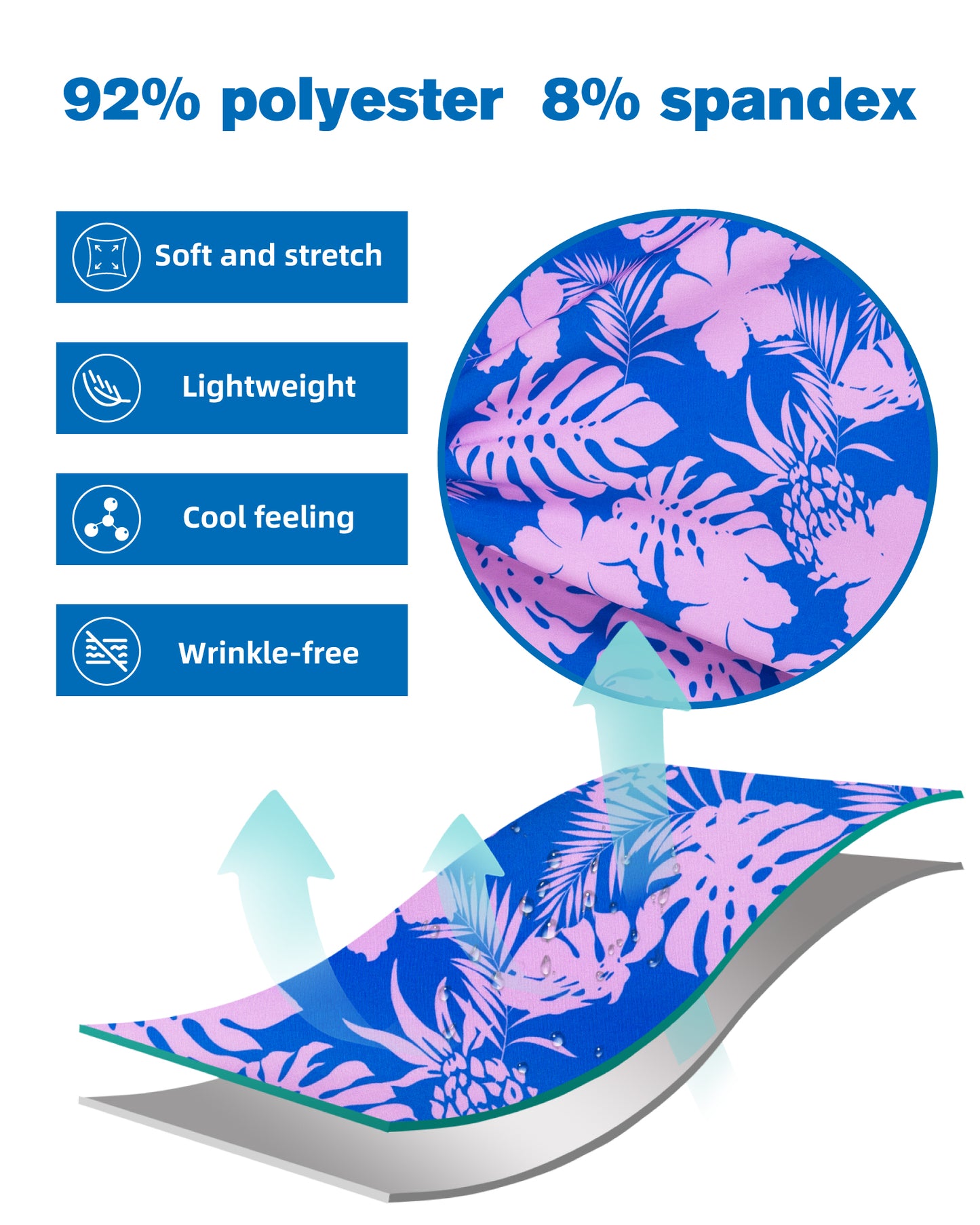 Camisa Guayabera Hombre - Diseño Monsteras - color Rosado y Azul