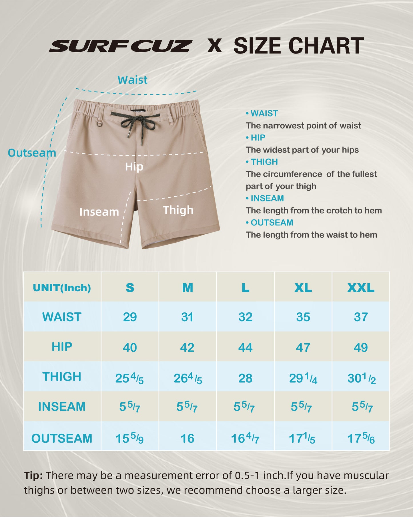 Short Casual Hombre color Beige, 12.7 cm de largo