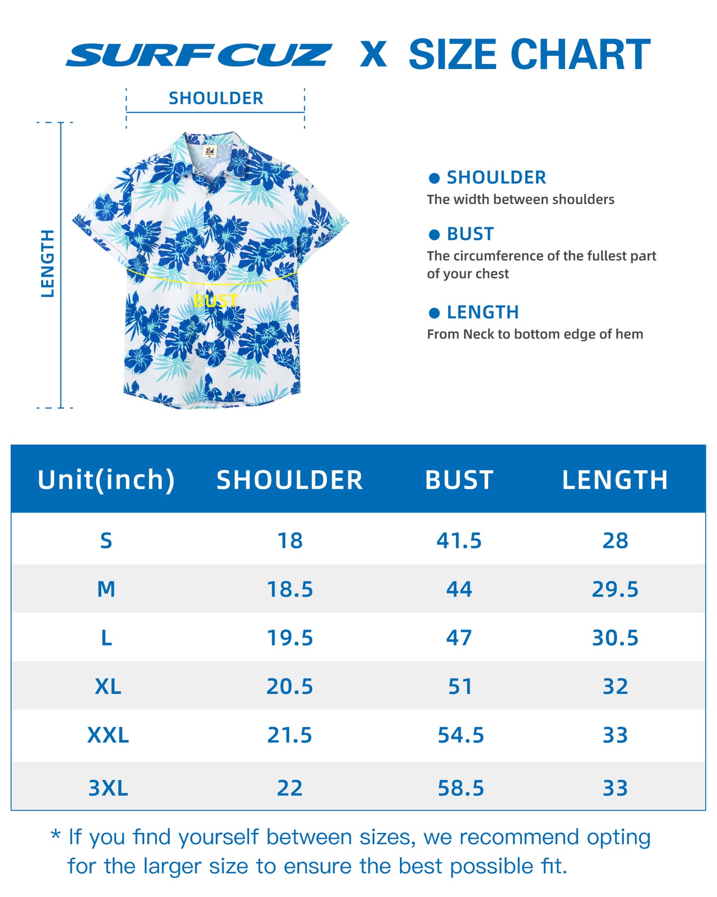 Camisa Guayabera Hombre - Diseño Flores - color Azul y Blanco