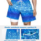 Traje de baño Hombre 2 en 1 - Diseño Geométrico - largo pierna 18 cm - color Azul