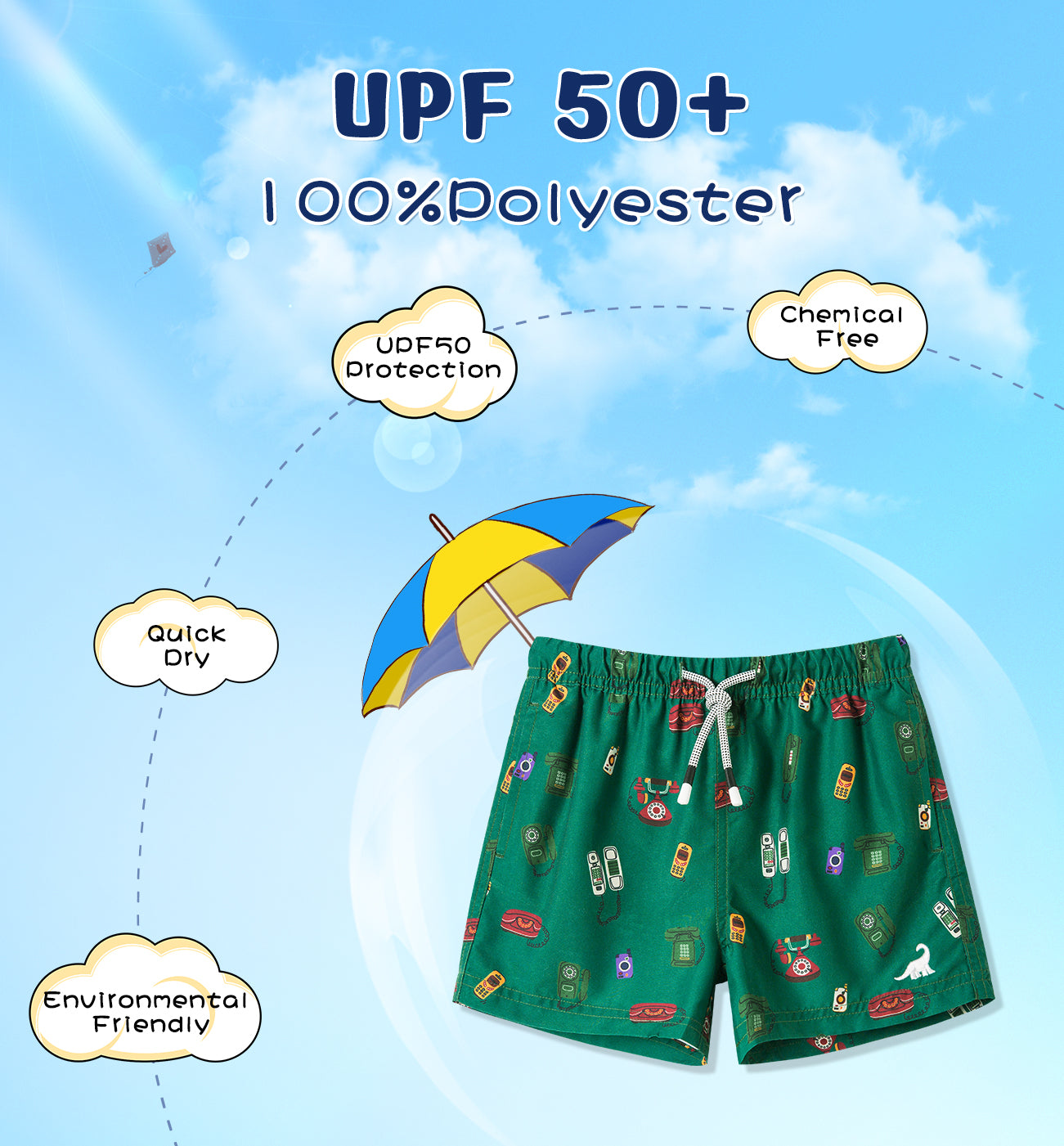 Traje de baño Niño - Diseño teléfonos vintage- FPS 50+