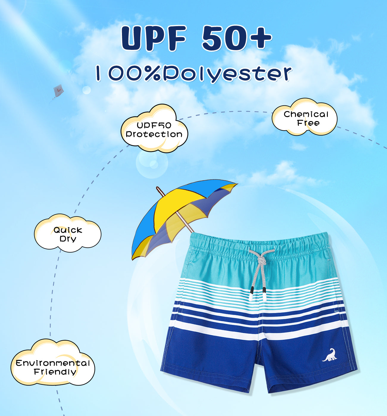 Traje de Baño Niño - Diseño líneas azules - FPS 50+