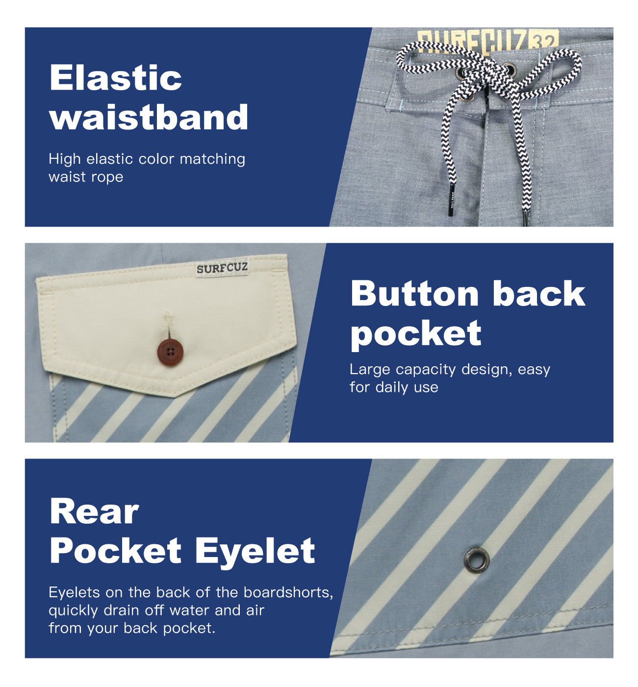 Traje de Baño Hombre - Estilo Boardshort Vintage - Color Gris Cruzer