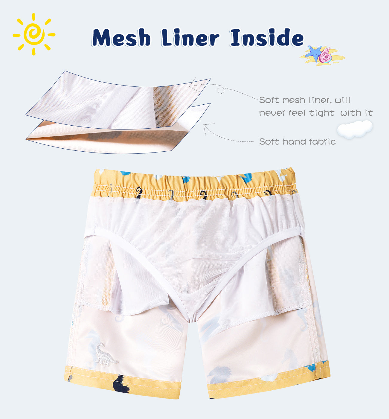 Little Boys Swim Trunks UPF 50+ Toddler Beach Shorts Yellow