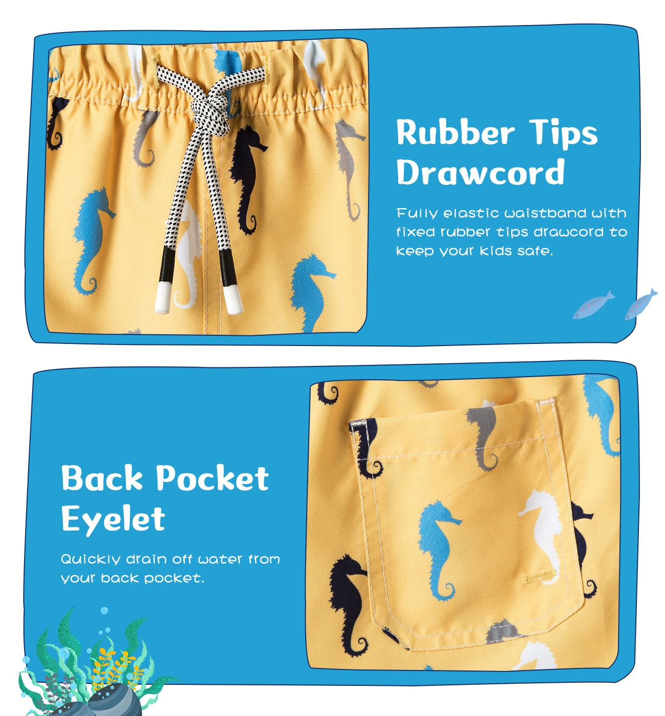 Little Boys Swim Trunks UPF 50+ Toddler Beach Shorts Yellow